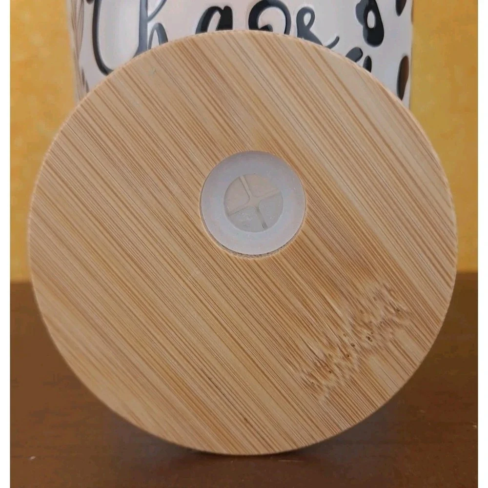 Chaos Coordinator Cheetah 12oz Frosted Glass Tumbler‎ With Straw Wood Top